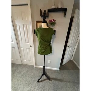 Time and Tru Womens Casual Minimalist Side Tie Knot Cotton Top Medium 8-10